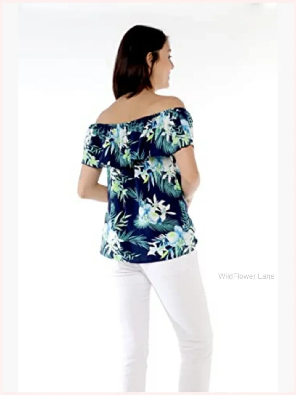 Matching Couple Hawaiian Luau Shirt & Off-Shoulder Ruffle Muumuu Top Set